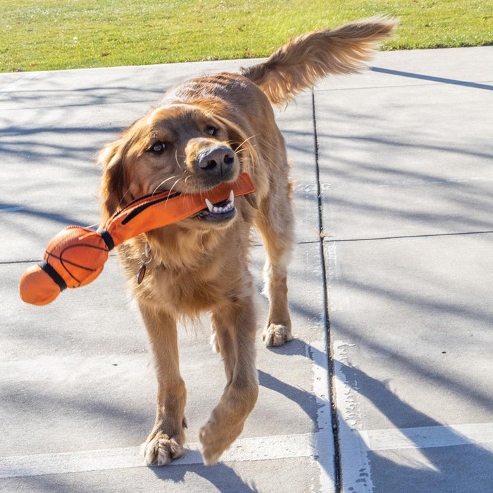 KONG Wubba® Sport Tug & Fetch Dog Toy with Long Floppy Tail & Squeaker - K9AD5 - Orange Basketball - Large - 1 ct - 15