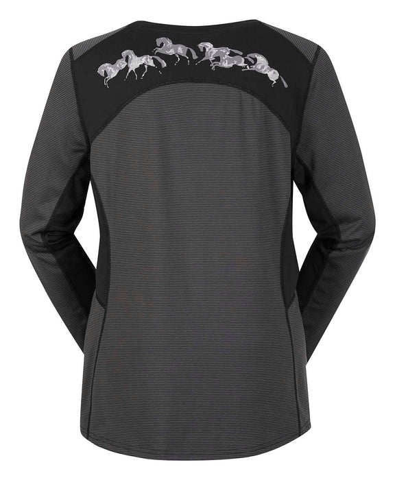 Kerrits Foundation Base Layer Top - Obsidian Stripe Large 