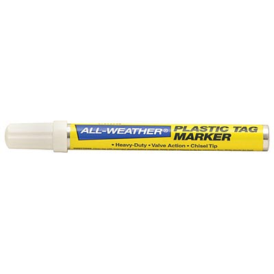 ALL-WEATHER Plastic Tag Marker - WHITE INK -   