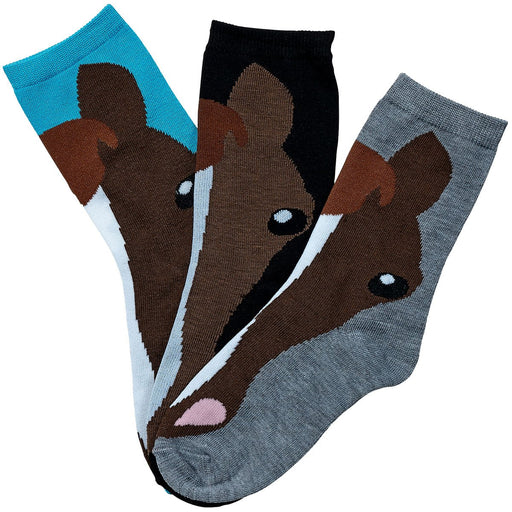 Ladies 'Horse Face' Socks, 3 pair - Jeffers - Horse Supplies > Riding Apparel & Accessories