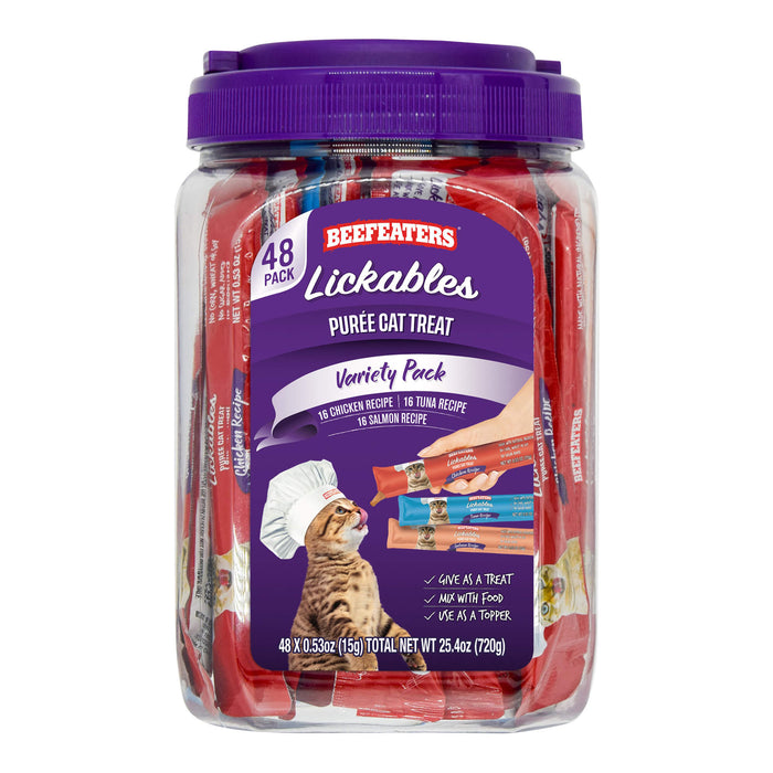 Lickables Puree Cat Treat Variety Pack, 48 ct Tub - Jeffers - Cat Supplies > Cat Treats