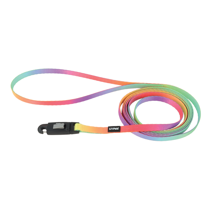 Li'l Pals Patterned Dog Leash with E - Z Snap - C21BT - Pastel Rainbow - X - Small - 3/8" x 6' - 15