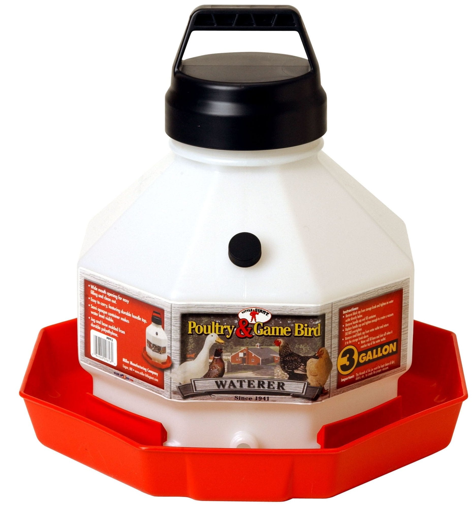 Far Tuff 3 Gallon Top Fill Poultry Fountain, Red (P3G04