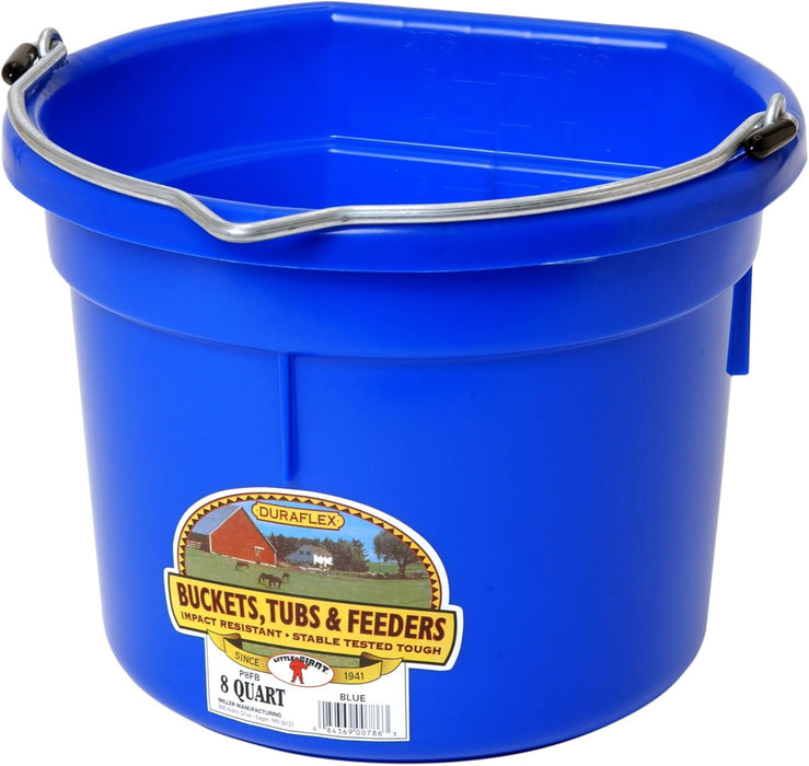 Little Giant Flat - Back Buckets – Impact - Resistant, Easy to Hang, 8 qt & 20 qt - M31BY - Blue - 8 qt (2 gallons) - 8