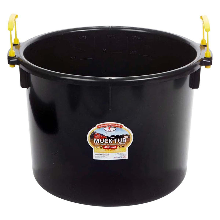 Little Giant Muck Tub – 40 & 70 Quart Heavy Duty Muck Bucket with Plastic Handles - M31C6 - 40 qt - Black - 5