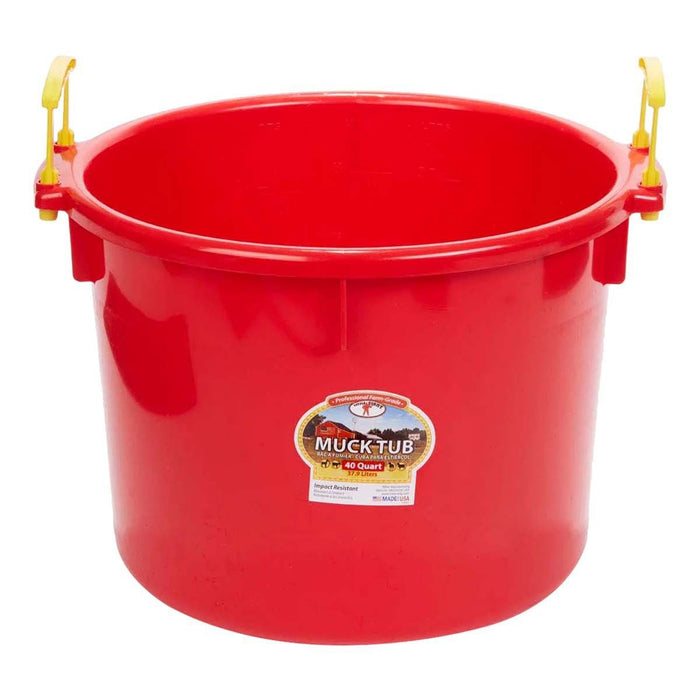 Little Giant Muck Tub – 40 & 70 Quart Heavy Duty Muck Bucket with Plastic Handles - M31C8 - 40 qt - Red - 7