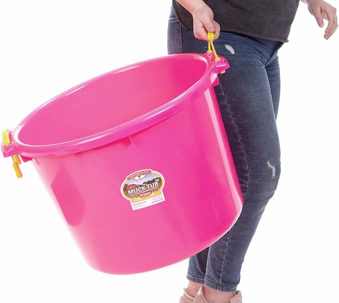 Little Giant Muck Tub – 40 & 70 Quart Heavy Duty Muck Bucket with Plastic Handles - M31CA - 70 Quarts (17.5 Gallons) - Pink - 3