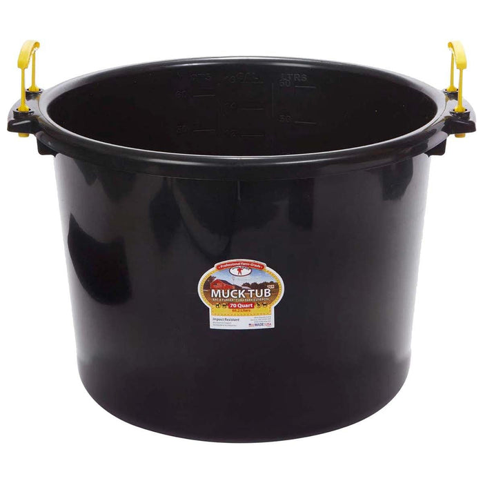 Little Giant Muck Tub – 40 & 70 Quart Heavy Duty Muck Bucket with Plastic Handles - M31CB - 70 qt - Black - 2