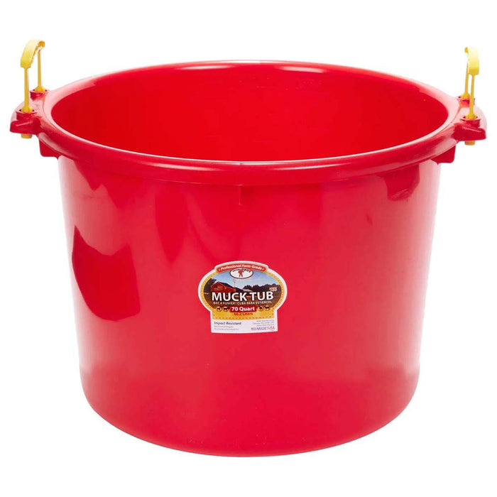 Little Giant Muck Tub – 40 & 70 Quart Heavy Duty Muck Bucket with Plastic Handles - M31CD - 70 qt - Red - 4