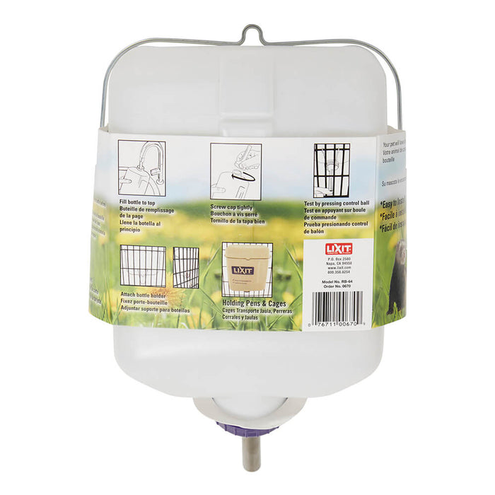 Lixit Pet Plastic Wide Mouth Water Bottle, 64 oz - 010LXT-RB64 - Blue - 64 oz - 7