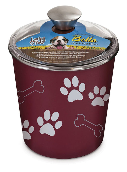 Loving Pets Bella Dog and Cat Treat Canister, Merlot - Jeffers - Animal & Pet Supplies > Pet Bowls, Feeders & Waterers