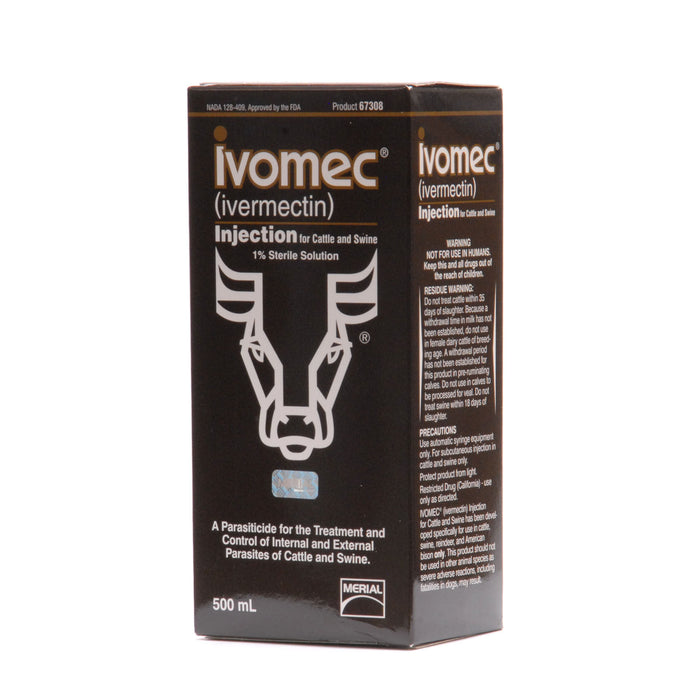 IVOMEC Injection (1%) Wormer for Cattle & Swine - IVOMEC Injection, 500 mL  