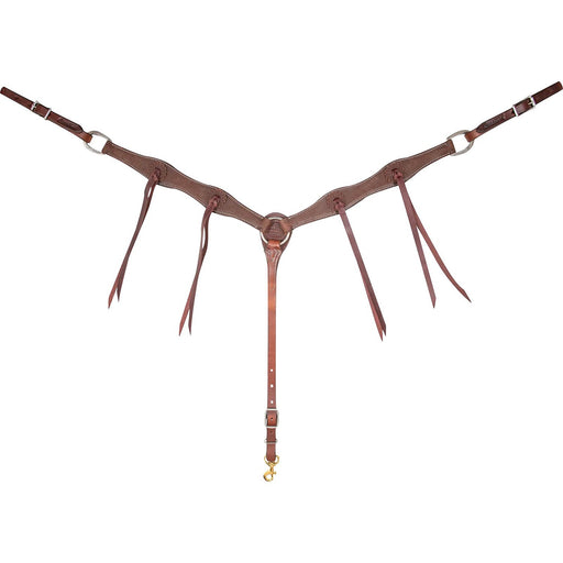Martin Saddlery 1.5" Leather Breast Collar with Rosette Strings - CR1WK - Chocolate Brown - Horse - 1