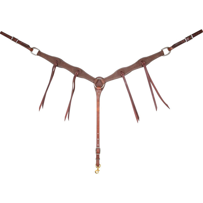 Martin Saddlery 1.5" Leather Breast Collar with Rosette Strings - CR1WK - Chocolate Brown - Horse - 1