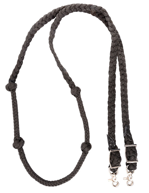 Martin Saddlery Braided Nylon Barrel Rein with Knots 1 - inch Thick Buckle Snap Ends, Black - CR1PJ - Black - 1" - 1