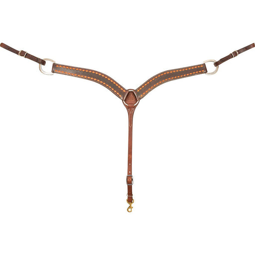 Martin Saddlery Leather Breast Collar with Dark Framed Diamond Tooling - CR1WG - Brown - Horse - 1