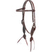 Martin Saddlery Leather Browband Headstall with Rosette Strings - CR1WJ - Chocolate Brown - Horse - 1