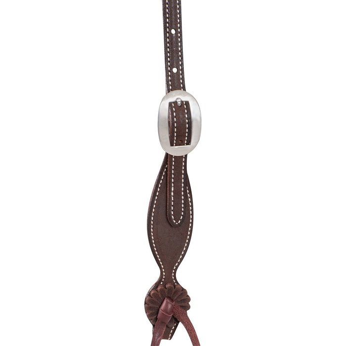 Martin Saddlery Leather Browband Headstall with Rosette Strings - CR1WJ - Chocolate Brown - Horse - 2