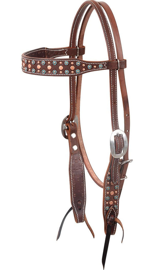 Martin Saddlery Turquoise & Copper Dots Headstall - Jeffers - Horse Supplies > Horse Tack > Bridles & Headstalls