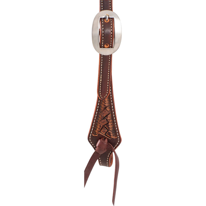 Martin Saddlery Weave Stamped Leather Slip Ear Headstall - CR1WB - Brown - Horse - 3