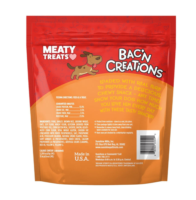 Meaty Treats Wavy Strips Dog Treats, 40 oz - SUS3V - 40 oz - Bacon/Cheese - 4