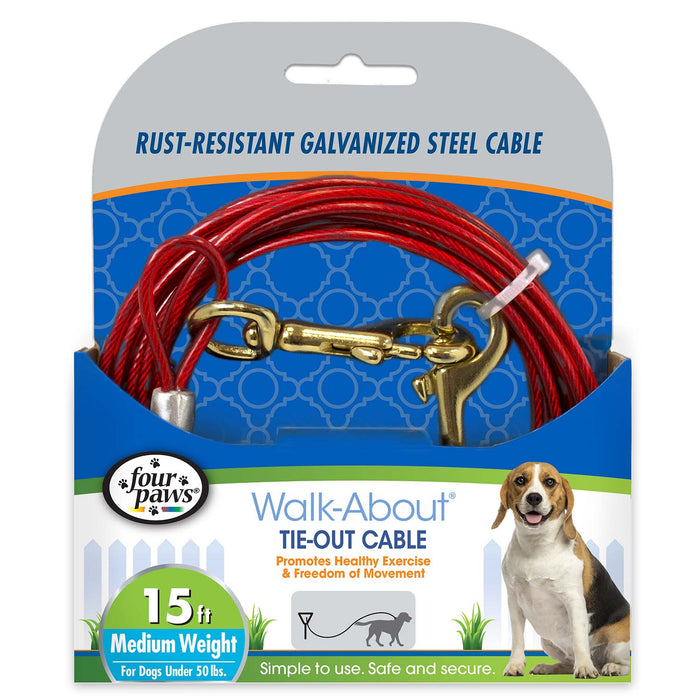 Medium Weight Dog Tie Out Cable, Red - Jeffers - Animal & Pet Supplies > Pet Containment Systems