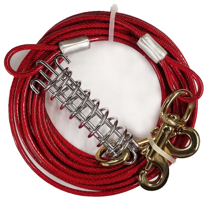 Medium Weight Dog Tie Out Cable, Red - Jeffers - Animal & Pet Supplies > Pet Containment Systems