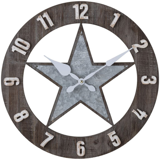 Metal & Wood Star Wall Clock - Jeffers - Home Goods & Gifts > Home Decor and Candles for Home Improvement