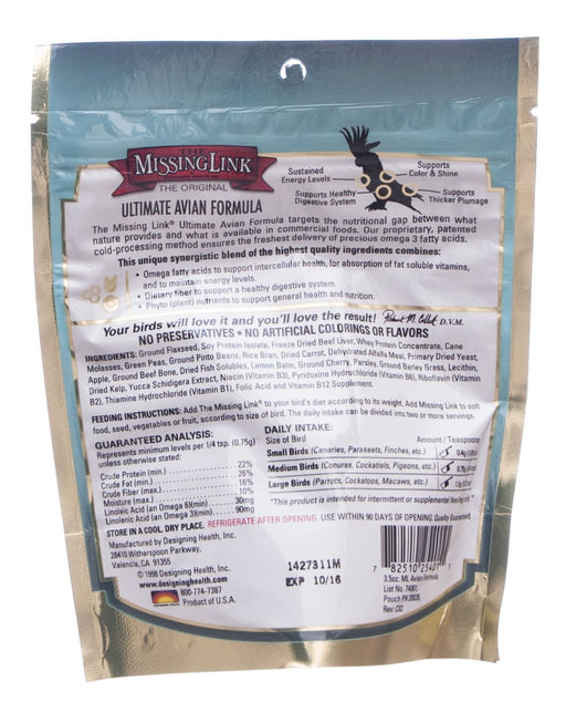 Missing Link Ultimate Avian Formula, 3.5 oz - Jeffers - Bird Supplies > Bird Supplies