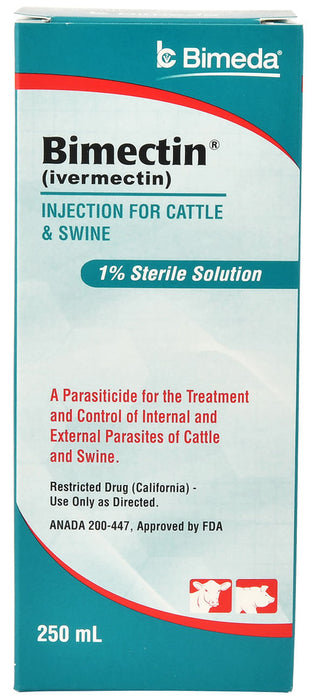 Bimectin Injection (1%) Cattle & Swine Dewormer - Bimectin Injection, 250 mL  