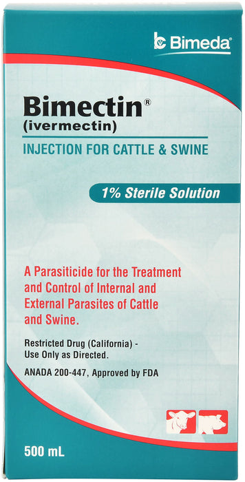 Bimectin Injection (1%) Cattle & Swine Dewormer - Bimectin Injection, 500 mL  