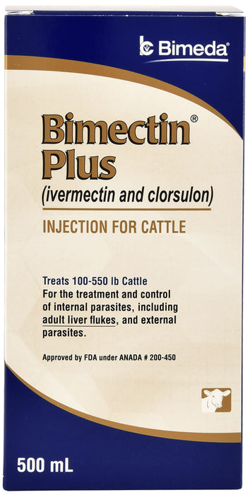 Bimectin Plus Injectable Cattle Wormer - Bimectin Plus Injectable Cattle Dewormer, 500 mL  