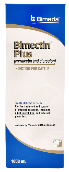 Bimectin Plus Injectable Cattle Wormer - Bimectin Plus Injectable Cattle Dewormer, 1000 mL  