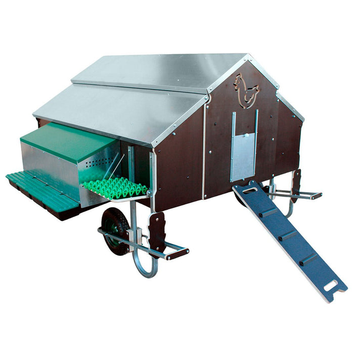 Mobile Chicken House – Easy - to - Move Coop with Nest Box, Waterers, and Perches - GAUF1 - 4' 11" × 5' 11" - 1