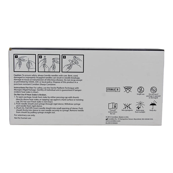 Monoject Luer - Slip (LS) Syringe with Needle Combo - 01101MON-3X22X34LS-S - 3 cc LS with 22G x 3/4" - Single - 6