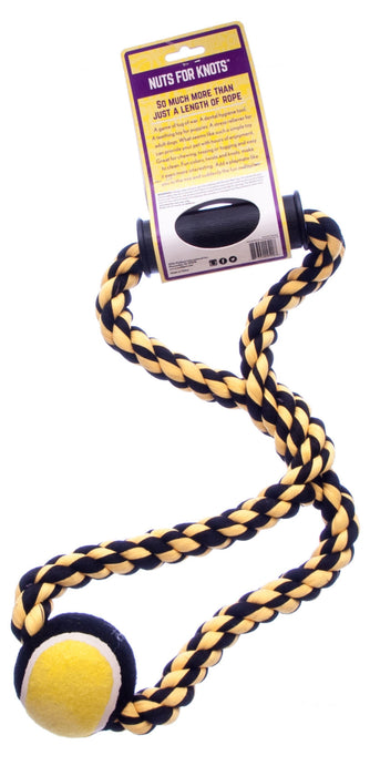 Nuts for Knots Rope Tug with Handle and Tennis Ball, Assorted, 14" -   