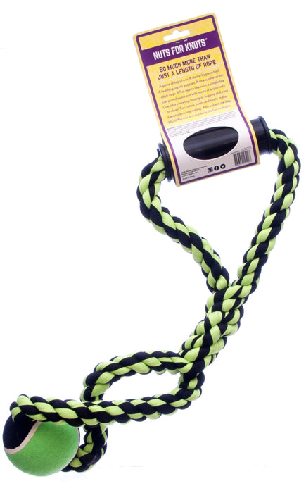 Nuts for Knots Rope Tug with Handle and Tennis Ball, Assorted, 14" -   