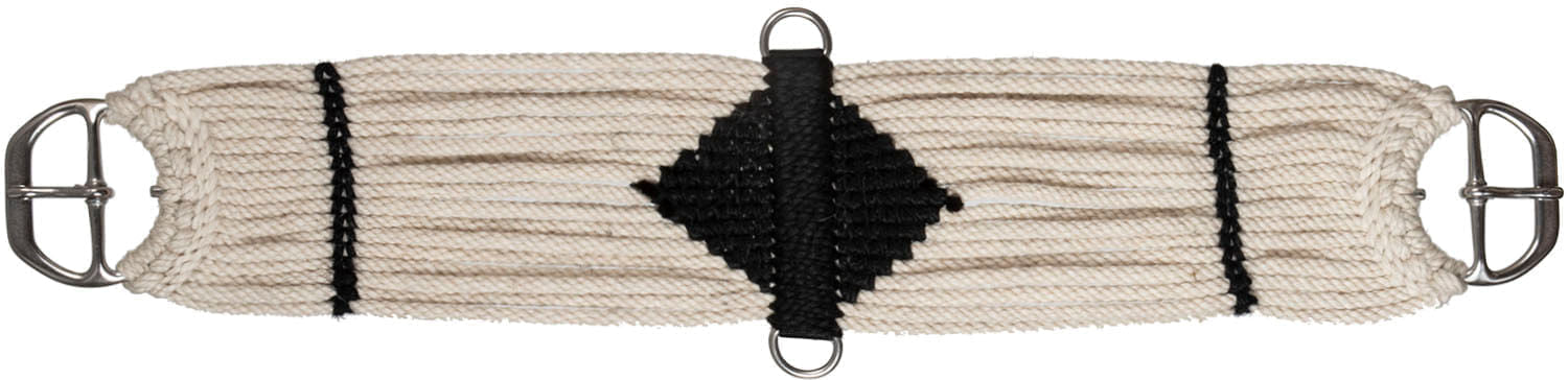 Mustang Mohair Blend Straight Cinch, Cream/Black - Jeffers - Horse Supplies > Horse Tack > Cinches