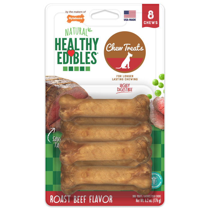 Nylabone Healthy Edibles, Petite (3.5"), 8 pack - Roast Beef  