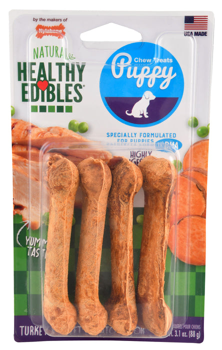 Nylabone Healthy Edibles for Puppies, 4 pack (Petite) - Turkey/Sweet Potato  