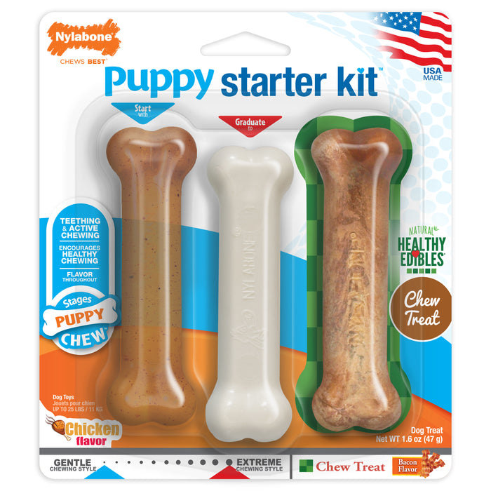 Nylabone Puppy Starter Kit, 3 pack -   