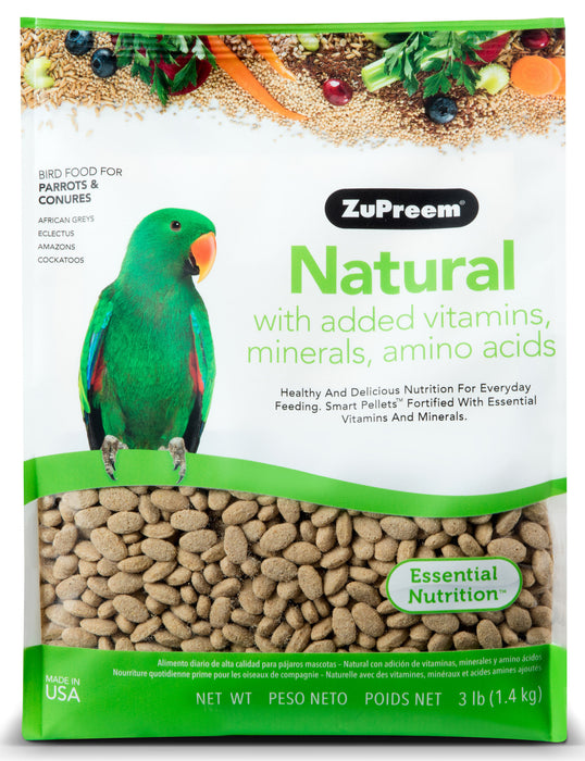 ZuPreem Natural Premium Daily Bird Food - ZuPreem Natural - Med/Lg Birds, 3 lb  