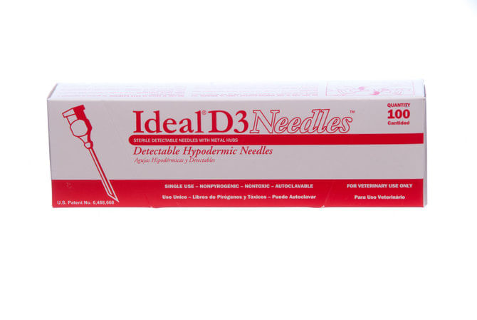 Ideal D3 Detectable Needles, Box of 100 - 18g x 3/4" - D3 Detectable Needles, Box of 100  