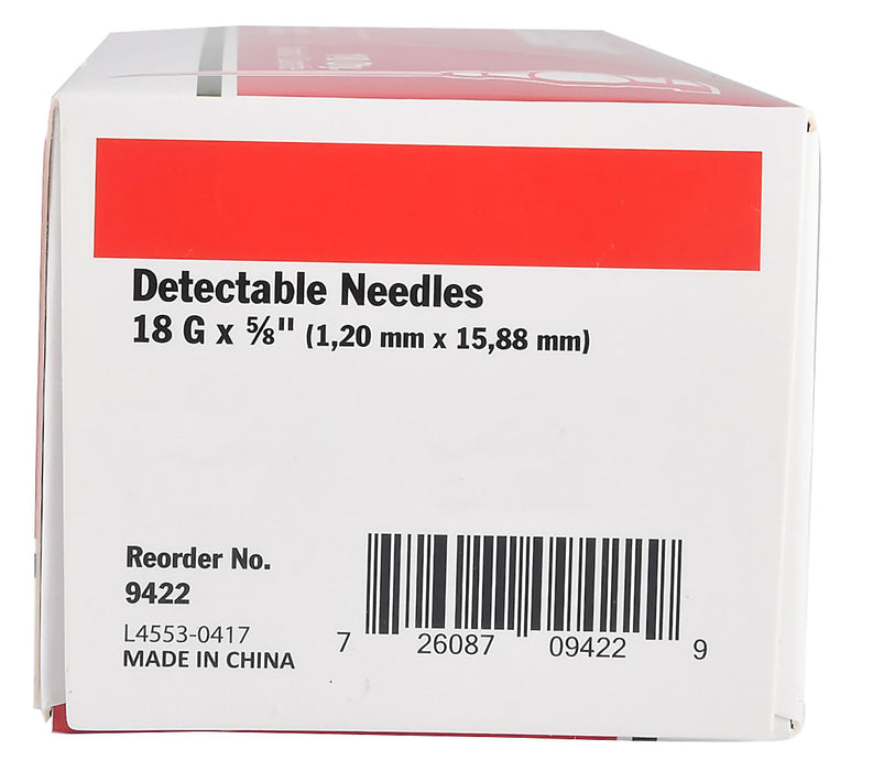 Ideal D3 Detectable Needles, Box of 100 - 18g x 5/8" - D3 Detectable Needles, Box of 100  