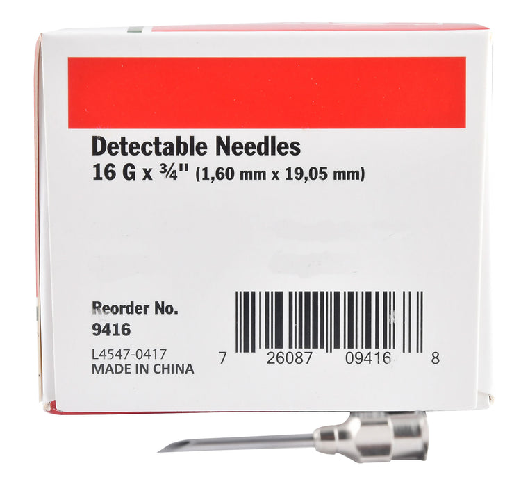 Ideal D3 Detectable Needles, Box of 100 - 16g x 3/4" - D3 Detectable Needles, Box of 100  