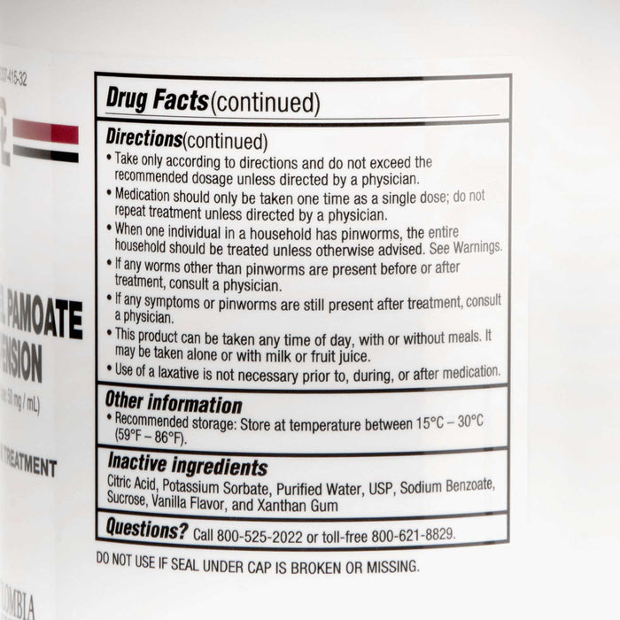 Pyrantel Pamoate Suspension, 50 mg/mL - 32oz  