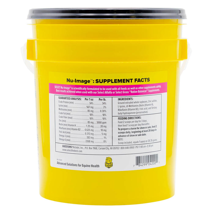 Nu - Image Coat, Mane & Tail Supplement for Horses – Biotin, Omega Fatty Acids & Zinc for Healthy Hair Growth - SELBF - 20 lb - 320 Day Sypply - 5