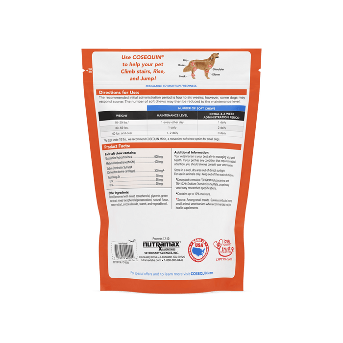 Nutramax Cosequin Joint Health Supplement for Dogs - With Glucosamine, Chondroitin, MSM, and Omega - 3's - Jeffers - Animal Health & Wellness > Joint Health