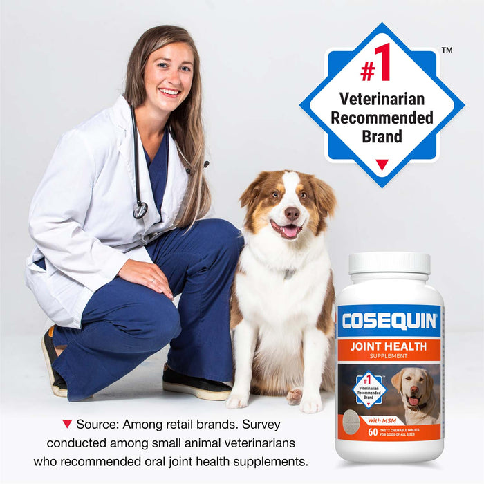 Nutramax Cosequin Maximum Strength Joint Health Plus MSM Supplement for Dogs, Chewable Tablets - 015NM-DS60 - 60 Chewable Tablets - Each - 3