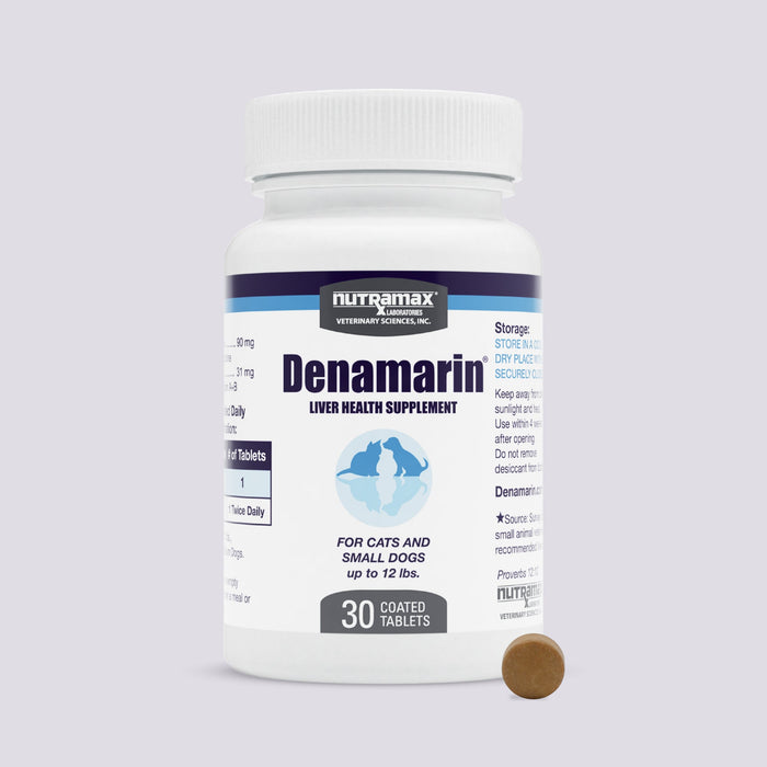 Nutramax Denamarin Liver Health Tablets for Dogs and Cats - 015NM-3000110 - Up to 12lbs - 30 Tablets - 3